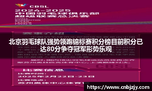 北京羽毛球队强势领跑锦标赛积分榜目前积分已达80分争夺冠军形势乐观